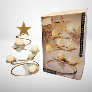 Golden spiral Christmas tree ball candle holder 14&3/4"H🎄